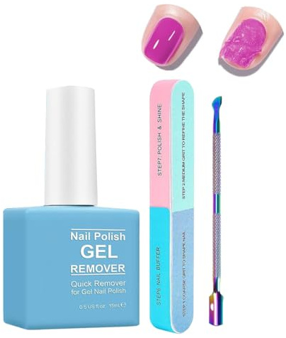 YAYNO Removedor Esmalte Semipermanente Quitaesmalte De Gel 15ml RáPido Y FáCil Incluye Herramientas de Manicura Para UñAs De Gel Elimina Esmalte Semipermanente En 3-5 Minutos