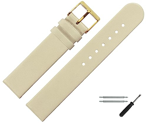 MARBURGER Uhrenarmband 14mm Leder Beige Gold - Montage Set 7611421000220