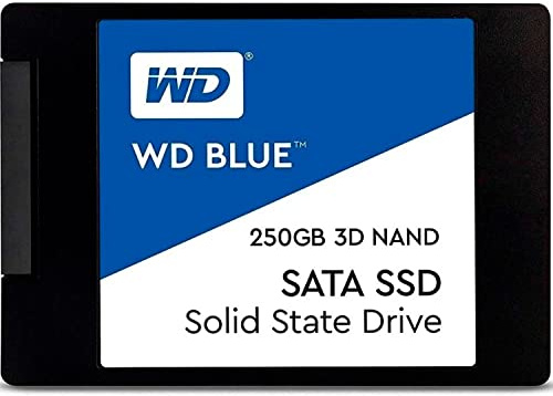 Western Digital WDS250G2B0A WD Blue 3D NAND Internal SSD 2.5 Inch SATA, 250 GB - Black