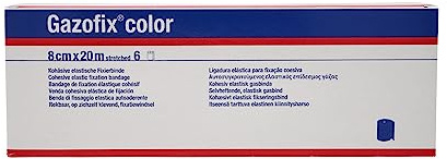GAZOFIX color - Benda di fissaggio coesiva, 8 cm x 20 m, 6 pezzi, colore: Blu