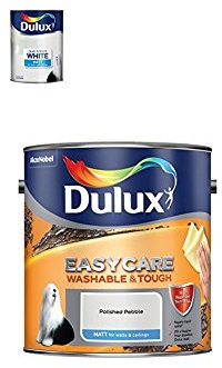 Dulux Matt Paint, 2.5 L (Pure Brilliant White) ) Easycare Washable and Tough Matt (Polished Pebble)
