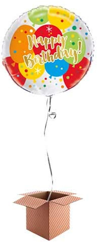 Glitzy Gold Birthday Round Foil Balloon - Inflated Balloon in a Box