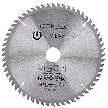 Hoja de sierra circular, 7(180 mm) 60 Dientes Carburo Carburo para cortar acero, Aluminio, Hierro, Metal no ferroso, Madera, Plástico