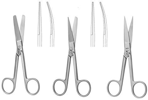 Forbici per medicazione da 14 cm, dritte e curve, cesoie, infermieristiche, casa, ufficio, veterinario, chirurgico per uso dentale (14 cm dritte, smussate/smussate)