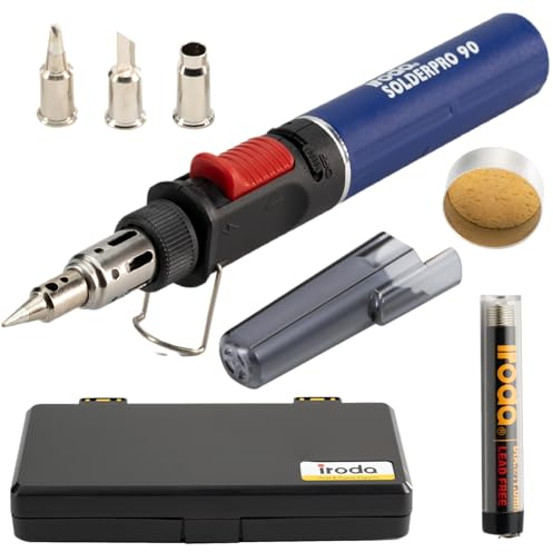 IRODA SolderPro 90K Professional Butane Soldering Kit Wireless 3 in 1 Tool 17 Seconds Start 53 Minutes Run Time with Case and Tips