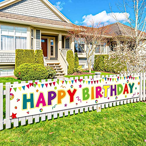 Large Happy Birthday Banner, Colorful Happy Birthday Yard Banner for Girls/Boys, Big Outdoor Banners, Party Decorations sign for Kids/Teenager/Aldults 300 * 50cm