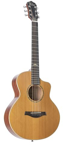 Fame Mini Westerngitarre A-11 II, massive Zederndecke, Cutaway, Mahagonikorpus, Sonitone Tonabnehmer, Mattlackierung, 20 Bünde, Abalone Inlays, Naturfarbe