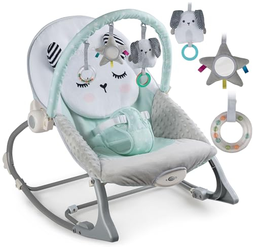 Nukido Babywippe Baby Wippe Babyschaukel Mit Vibrationssystem Vibration Metallrahmen Stabiler Kunststoff Montessori Spielzeug Bis Zu 18 kg Babywiege Sicherheitsgurte Minze