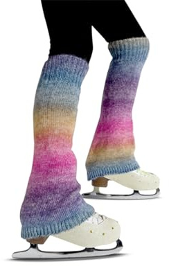 fanweimei Ice Skate Figure Skating Tights Over The Boot for Women, Adult Knitting Colorful Figure Skating Leg Warmers For Children Without Rhinestone