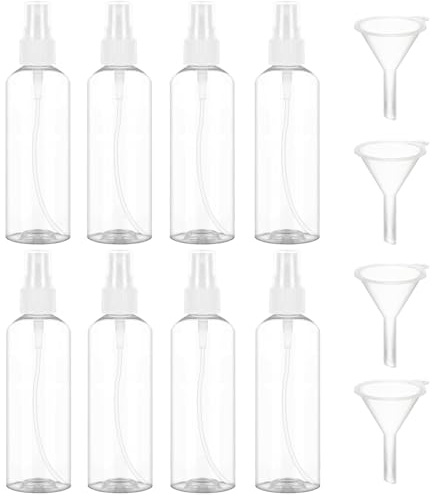 8 stycken sprayflaska 100 ml, trattad bärbar transparent kroppsvårdsvätskasparka
