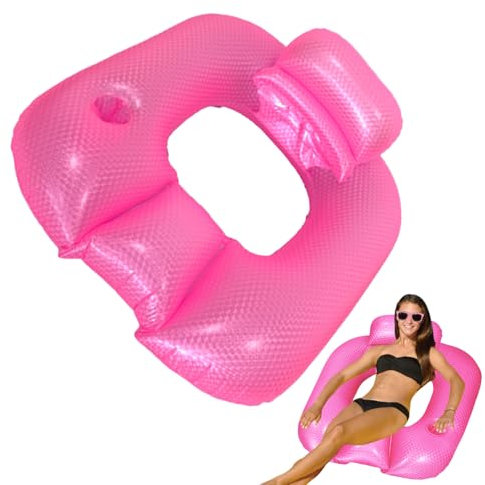 Pool Liege Floß,Aufblasbare Pool Liege Für Erwachsene - Mit Getränkehalter Und Armlehnen Für Pool, Fluss, See,