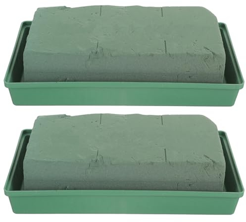 Healeved Bloques de Barro para Arreglos con Flores 2 Piezas Soporte Cuadrado para Espuma para Flores Adecuado para Decoración de Tumbas y Manualidades Barro para Empaquetar