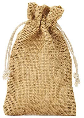 | 5 Jutesäckchen - 30x20 cm - 100% Jute, zertifiziert, Geschenkbeutel, Dekoration, Aufbewahrung, Winter-Topfschutz (natur)
