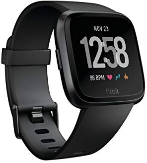 Fitbit Versa Smart Watch, Multisport Tracker, Black/Black Aluminium, One Size (S & L Bands Included) (Renewed)