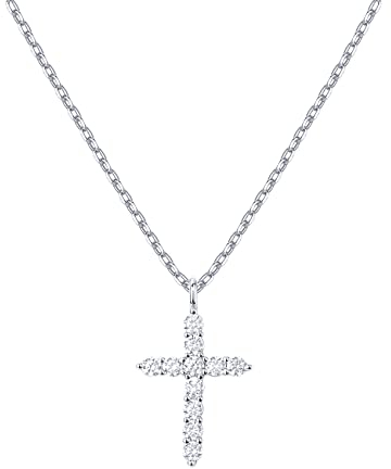 PAVOI 14K White Gold Plated Faith Necklace for Women | Faith Pendant | White Gold Necklaces for Women