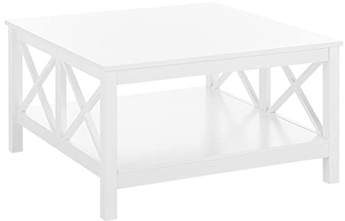 Soffbord Vit Soffbord Två Plan Kuststil Hamptons-stil X-format Underrede 80 x 80 cm Lotta