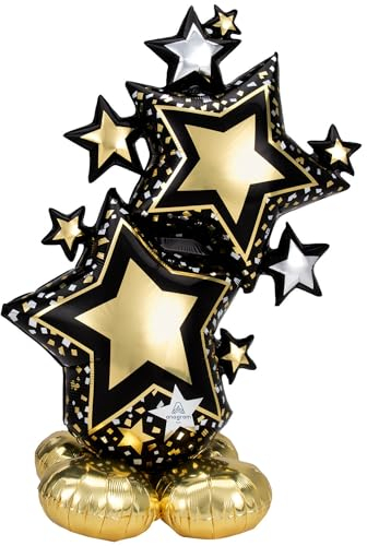 Amscan 4246311 - Folienballon Sterne, 63 x 139 cm, AirLoonz Ballon, Hollywood Deko, 59