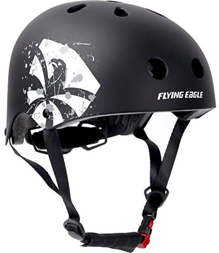 Flying Eagle Skate Helmet -Skateboard for Adults - Black/White, Large