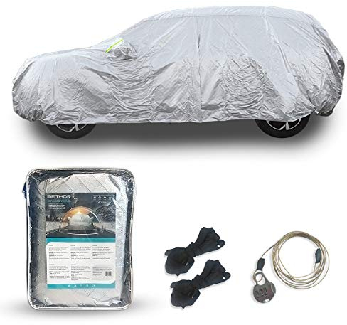 BETHOR Bâche Voiture Exterieur Housse de Protection Résistante et Imperméable – Protection Contre Le Vent, Le Sable, la poussière, la Pluie et la Neige – Charnière de conducteur (SUV 490x190x180)