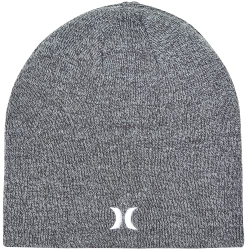 Hurley Mens Icon Staples Beanie - Lightweight Classic Loose Knitted Hat for Men, Size One Size, Cool Grey Heather