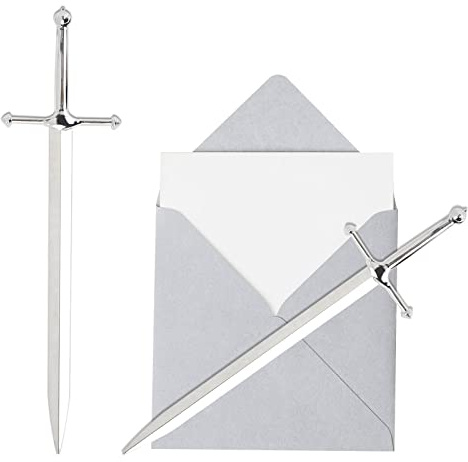 Silvery Metal Letter Opener Office Letter Opener Knife Metal Plated Envelope Opener Ergonomic Grip Handle Practical Ornamental Letter Opening Tool (Pack of 1)