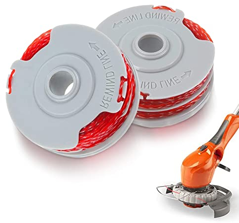 2 Pcs Strimmer Spool and Line For Flymo, Standard 1.5mm Lawn Mower Replacement Spool Double Line Autofeed Grass Trimmer Wire String and Decker for FLY021/513937190 Mini Trim Power Trim Contour
