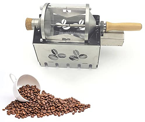 Coffee Bean Roaster Gas Direct Heating Home Coffee Roaster, 110V Quartz Glass Coffee Roasting Drum with Fire Net