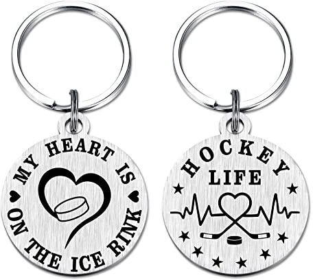 Mataly Hockey Gifts for Boys Girls Men Women Hockey Player, Ice Hockey Theme Keychain Accessories