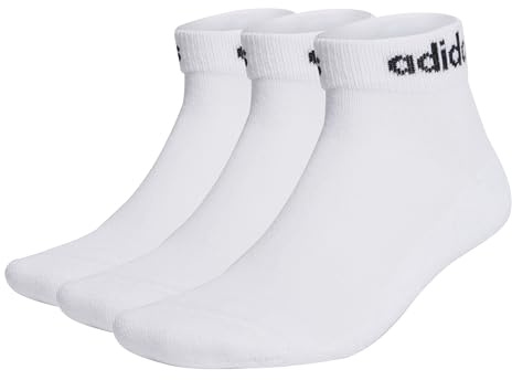 adidas Unisex adulto Linear Ankle Cushioned Socks 3 Pairs, White / Black, 37-40