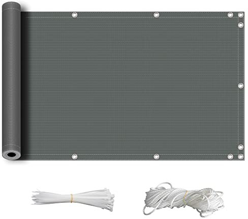 ZQXFZ Pare Vue Balcon 90x350cm 165g/㎡ imperméable Assemblage Rapide la Protection de la Vie privée Brise Vent Balcon Revêtement et Pare Vue de Balcon -Gris Foncé.