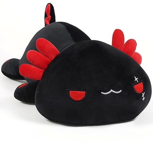 Sausudols Axolotl Peluche 30 cm - Cuscino Axolotl Morbido per Bambini Stoffino Dolce Regalo Compleanno Natale San Valentino Nero