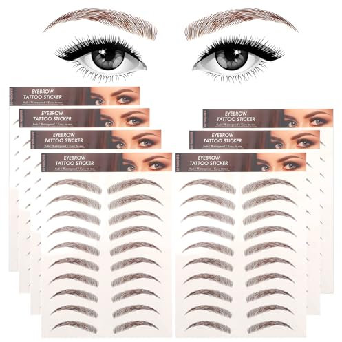 Molain Eyebrow Tattoos Stickers 7 PCS Waterproof Tattoo Color Fake Eyebrows Tattooed Stencils Instant Transfer False Brows Shape Grooming Shaping Temporary Brow Peel Off Tint Paper For Women(brown)