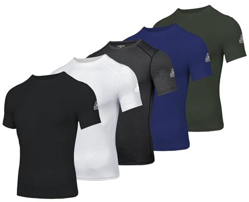 AMZSPORT T-Shirt de Compression pour Homme, Manches Courtes, Fonctionnel, Cool Dry, pour Entraînement et Course, 5 Couleurs, M