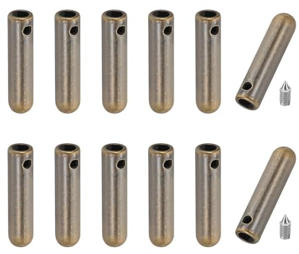 PATIKIL 12 st skosnöre spetsar med skruv, legering 25 mm cylindriska aglets skor spetssnören ändspets lock ersättning, Koppar, 25mm