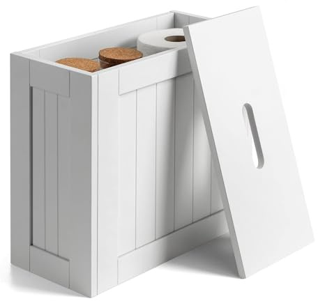FENGSHENG-SHOP Slimline Wooden Bathroom Storage Unit, Toilet Roll Paper Cabinet, Compact Shaker, Multi-Purpose Cleaning Tidy Box, 2pcs