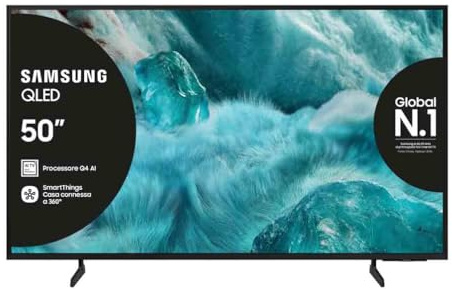 Samsung QLED 4K Vision AI Smart TV 50'' QE50Q7F4AUXZT, Q4 Processor, 100% Volume Colore con Quantum Dot, Motion Xcelerator, OTS Lite & Adaptive Sound, SlimLook Design, 2025