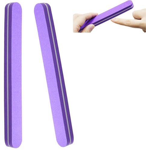 Lot de 2 limes à ongles professionnelles grain 100/180, bloc tampon à ongles, limes à ongles épaisses, double face, pour outils de manucure de salon et outils de toilettage des animaux - Violet