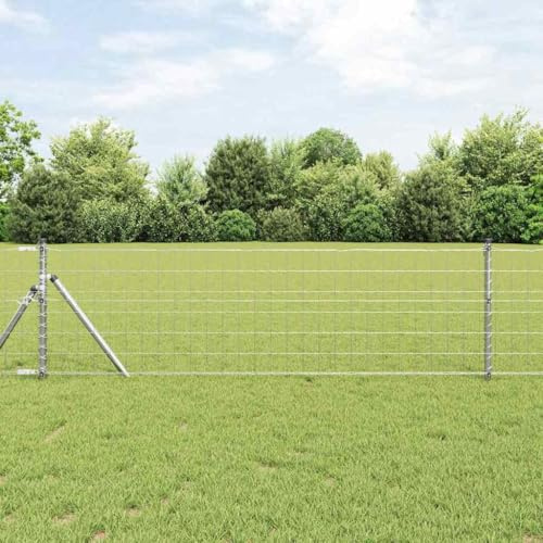 Euro staket silver 0,4 x 25 m, galvaniserat järn, robust trädgårdsstaket, väderbeständigt, för trädgård och terrass, hållbar utomhusbarriär, gallerstaket