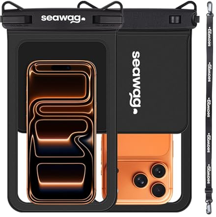 Seawag PLUS Custodia Impermeabile con Tasca per Chiavi, IPX8 Sacchetto fino a 7,5 pollici – Custodia Subacquea per iPhone & Samsung, Touchscreen, Laccetto, Spiaggia, Piscina