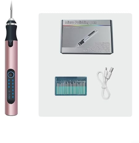 Glewi Cordless USB Engraving Pen Tool Set with 20 Drill Bits, Adjustable 5000-18000 RPM Rotary Etcher for Metal Glass Wood Jewelry Nail(Rose Gold)