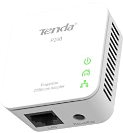 Tenda Powerline P200, AV 100Mbps su Powerline, 1 Porta Ethernet, HomePlug AV, Plug and Play, Risparmio Energetico, Rete PowerlineLAN Fino a 200 Metri di Copertura