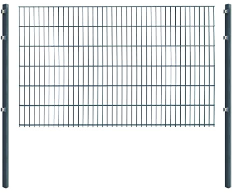 Doppelstabmattenzaun - Komplettset inkl. Pfosten und Montagematerial - Verschiedene Längen und Höhen – Grün oder Anthrazit (L 4 m | H 123 cm | Anthrazit)
