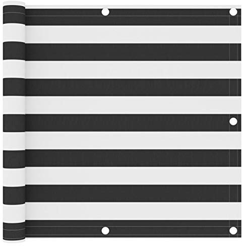Tidyard Balkon Sichtschutz Balkonabdeckung Balkonverkleidung Beschattung Sonnenschutz Terrasse Balkonfächer Garten Anthrazit und Weiß 90x600 cm Oxford-Gewebe