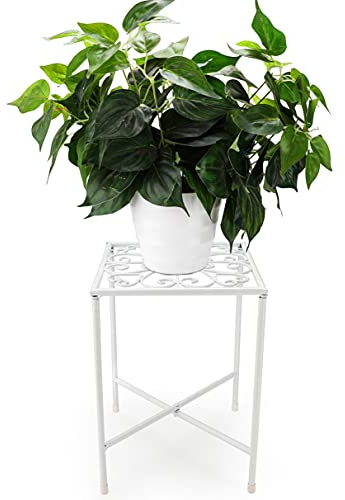 SUMTree Pflanzenhocker aus Eisen Blumentreppen Gartenregal Pflanzenregal Dekoration für Balkone Innenhöfe Garten(Weiß Quadrat)