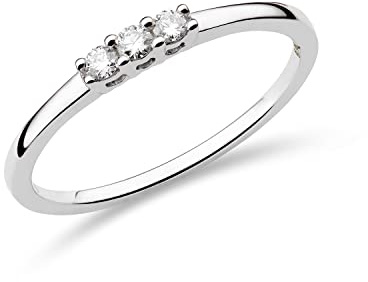 MIORE Anello di fidanzamento trilogia con 0,09 ct di diamanti in oro bianco 9 carati 375