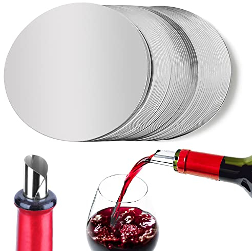 50 Pezzi Versatore di Vino Salvagoccia Riutilizzabile.Salva Goccia per Vino a Disco.Salvagoccia Bottiglia di Vino.Wine Pourer Slice Alluminio.Senza Gocciolamento Salvagoccia per Bottiglia di Olio…