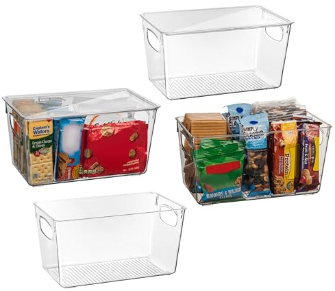 CLEARSPACE Plastic Pantry Organization and Storage Bins with Lids – Perfect Kitchen Organization or Kitchen Storage – Fridge Organizer, Refrigerator Organizer Bins, Cabinet Organizers