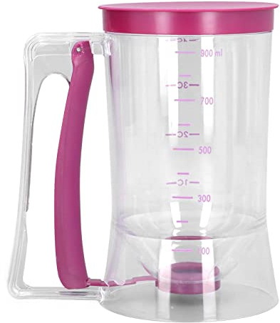 Glomora Distributeur de Pâte à Gâteau, Distributeur de Pâte à Crêpes, 900ML avec Couvercle et Graduation, Outil de Pâtisserie en ABS Alimentaire, Transparent pour Cupcakes, Gaufres, Muffins, Crêpes