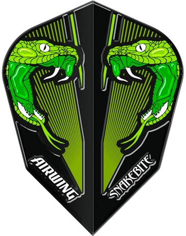 Röd DRAGON Airwing Unique Moulded Peter Wright Snakebite grön standard dartflyg 1 set per förpackning (totalt 3 dartblommor)