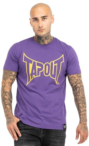 Tapout Herren T-Shirt Lifestyle Basic Tee Normale Passform, Lilac/Yellow, XL
